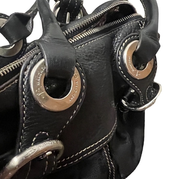 B. Makowsky Large Shoulder Bag Purse Shopper Black Leather Double Strap Zipper - Picture 3 of 14